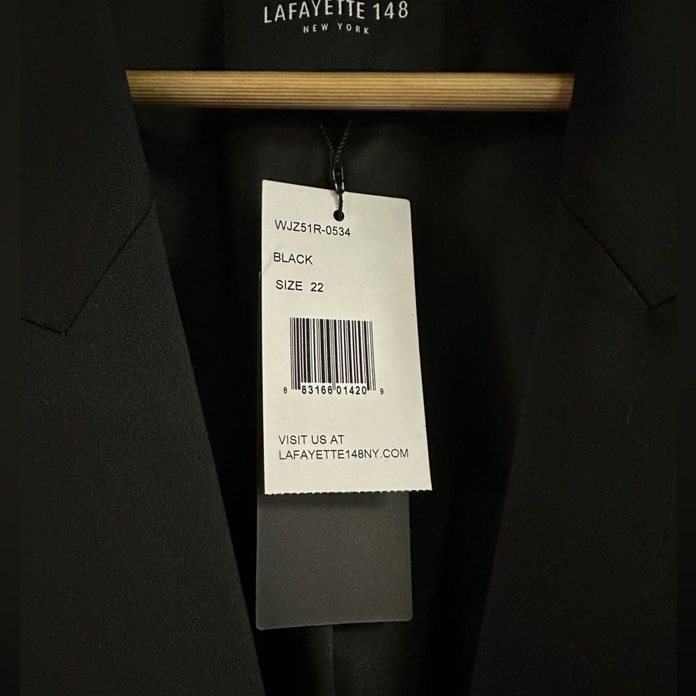 NWT Lafayette 148 New York Black Wool Stretch Blazer Sport Coat Plus Size 22W - Picture 4 of 6